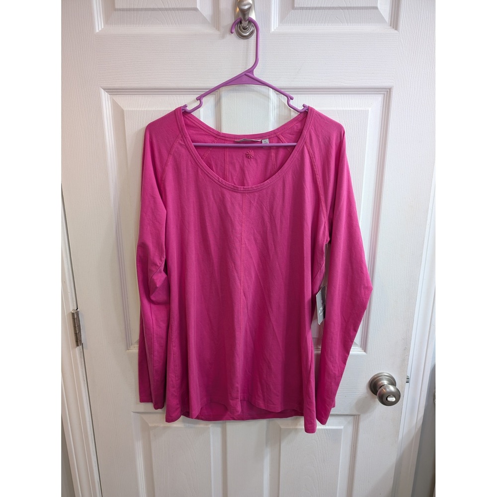 Athleta With Ease Long Sleeve Top Womens Pink Scoop Neck Raglan - Size XL